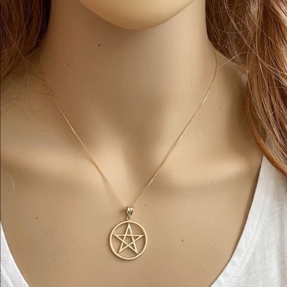 10k Solid Gold Pentagram Friendship Pendant Charm